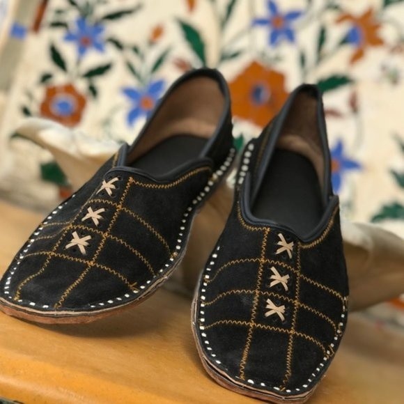 Artisan Crafted Black Suede Mens shoes from India main image 5